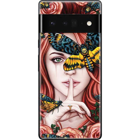 Gothic Woman and Death Moth Butterflies by Sarah Richter Google Pixel 6 Pro Skin